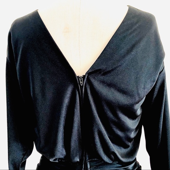 NIGHT MOVES rushed black vintage cocktail elegant Dress S - Picture 8 of 10